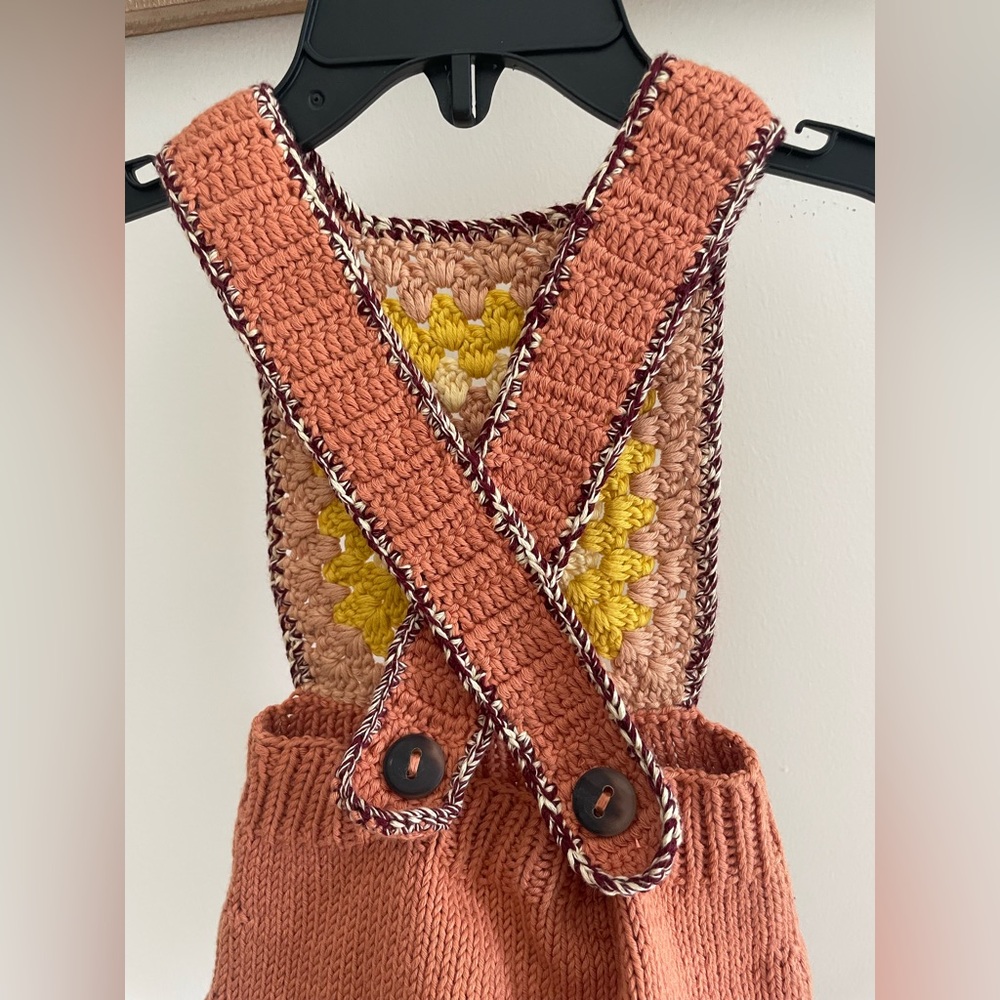 Misha And Puff Knit Crochet Sunsquare One-Piece in Rust, Yellow, Cream - Picture 10 of 11